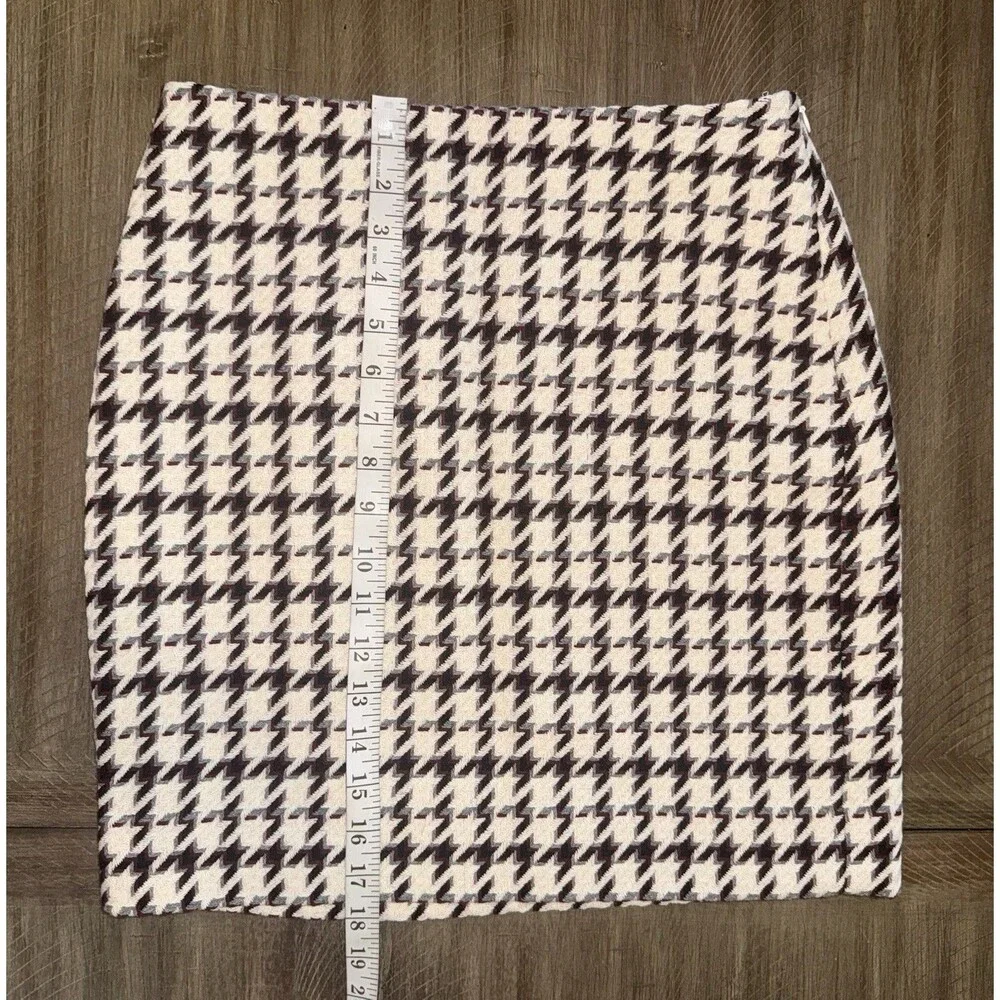 White House Black Market Houndstooth Wool Blend Lined Straight Skirt Size 2 EUC